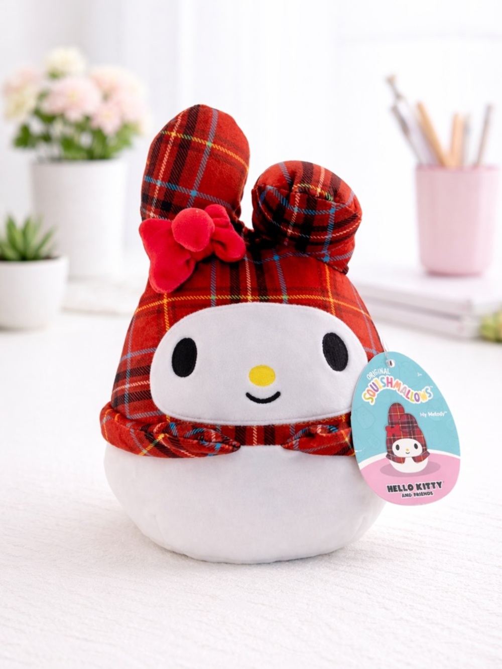 Hello Kitty My Melody Squishmallow 8” Red Plaid Plush NWT Sanrio